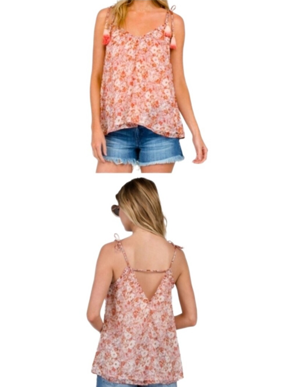 Volcom "Canyon Call" Floral Swing Sheer Lined Tank Top Pink, Orange, White XS